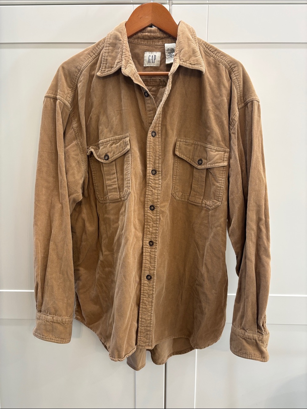 Vintage GAP Men's Corduroy 100% Cotton Workshirt Jacket in Light Brown